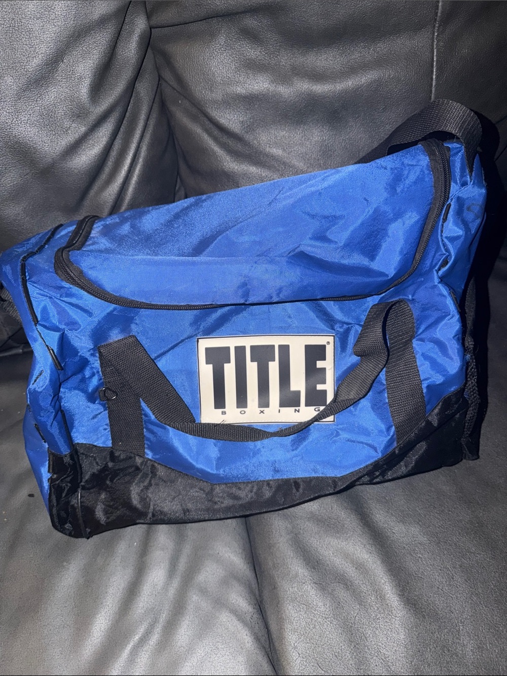 Title boxing fitness workout adult Blue and Black Men's Duffel Bag
